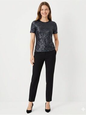 Ann Taylor Sequin Short-Sleeve Top